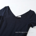 womens solid color short sleeve elegant slim dress